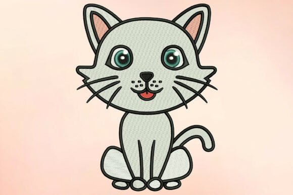 Cute White Sitting Kitten: Seasonal Embroidery Review