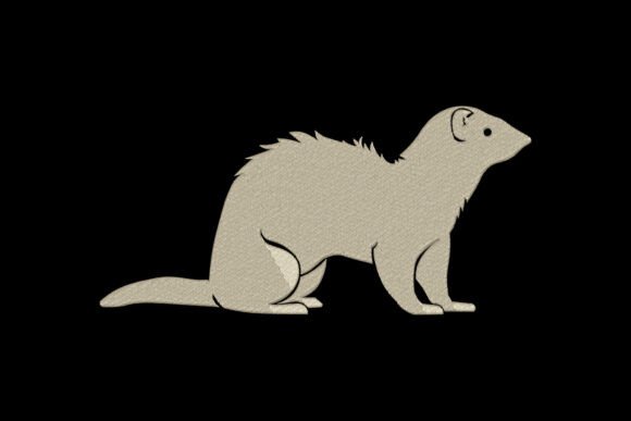Ferret Silhouette: Elegant Embroidery for Gifts