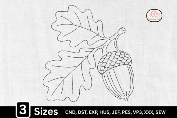 Oak Leaf Acorn: Autumn Embroidery for Etsy