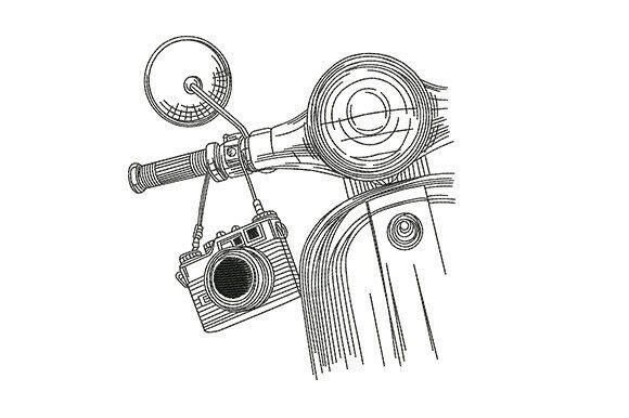 Vintage Scooter Camera: A Holiday Embroidery Review